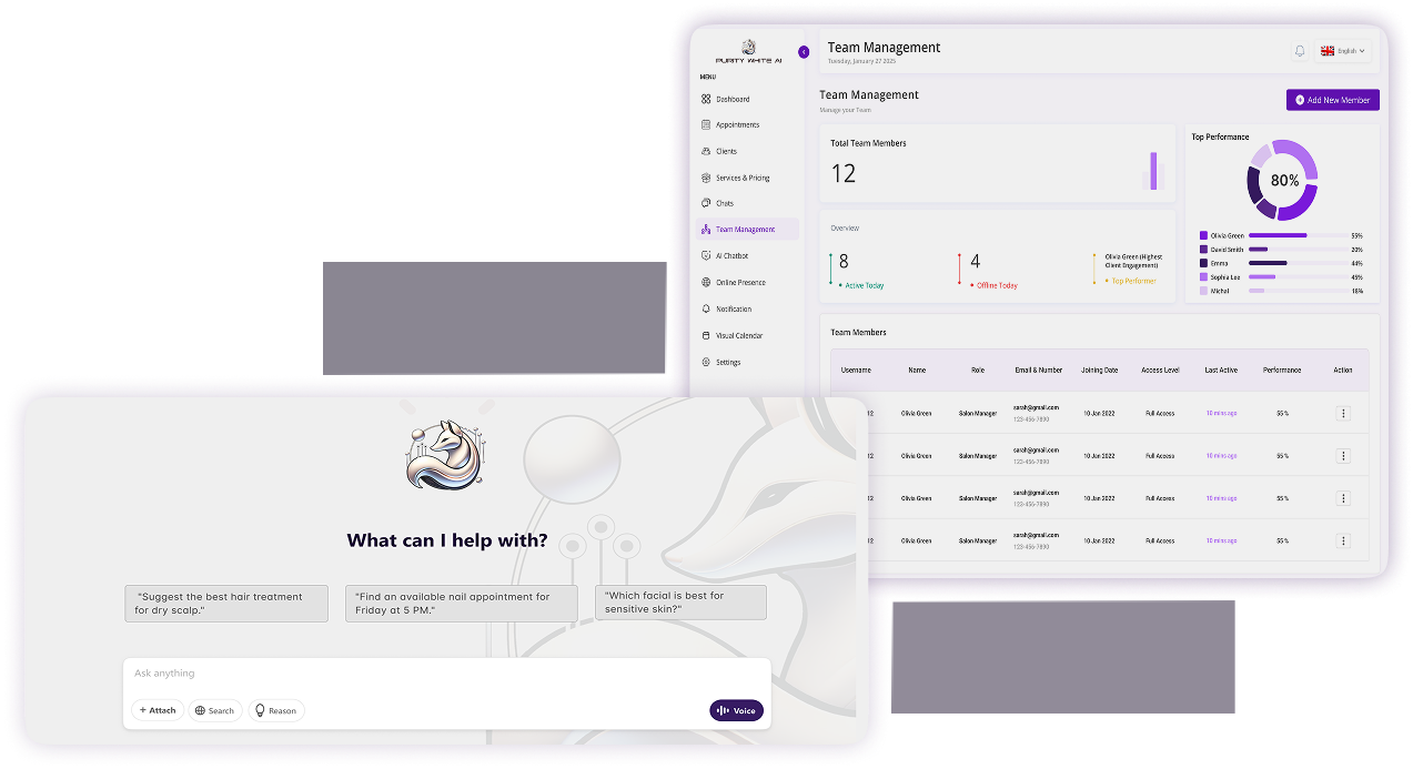 Purity White AI Chatbot Interface